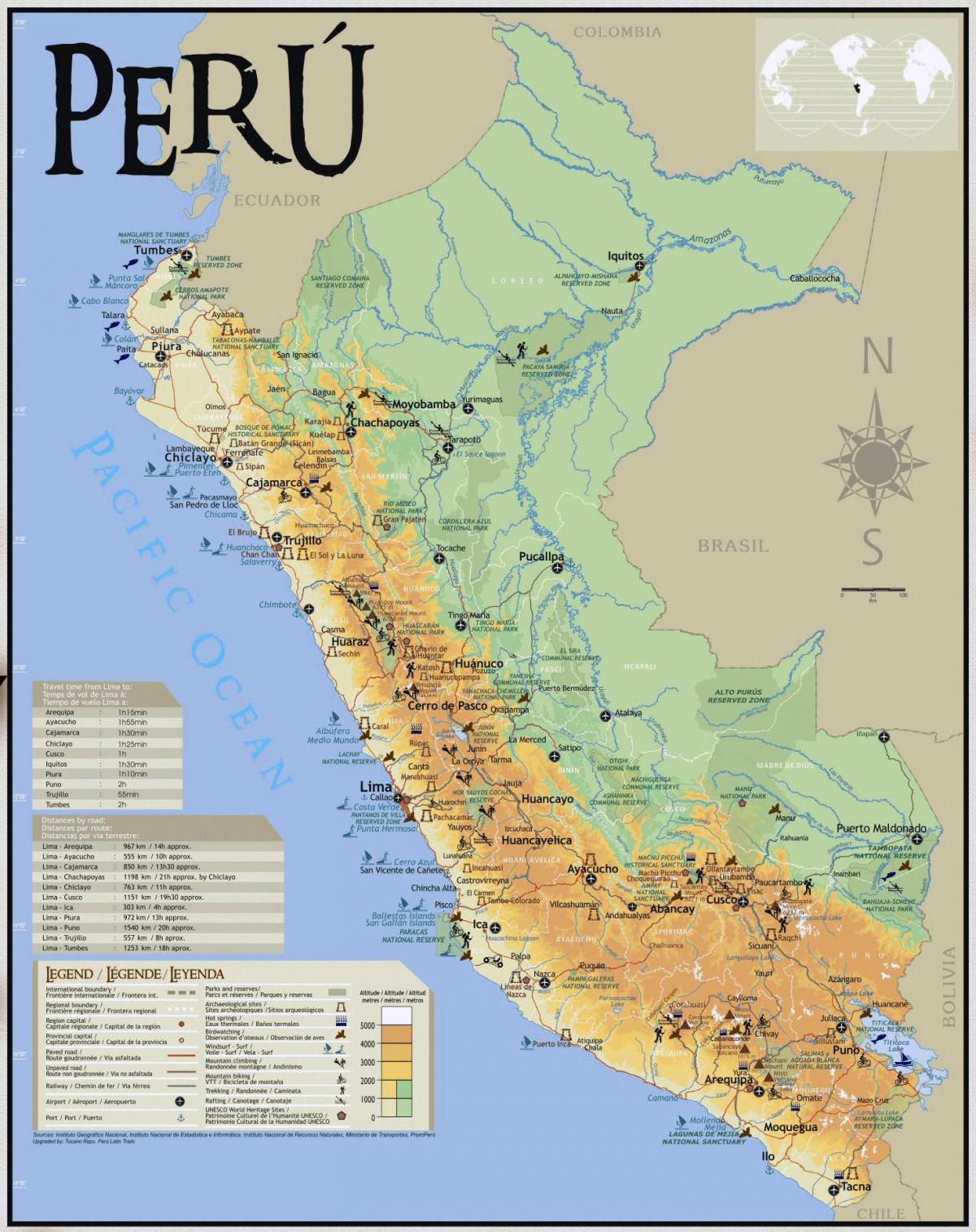 hartă de călătorie în Peru