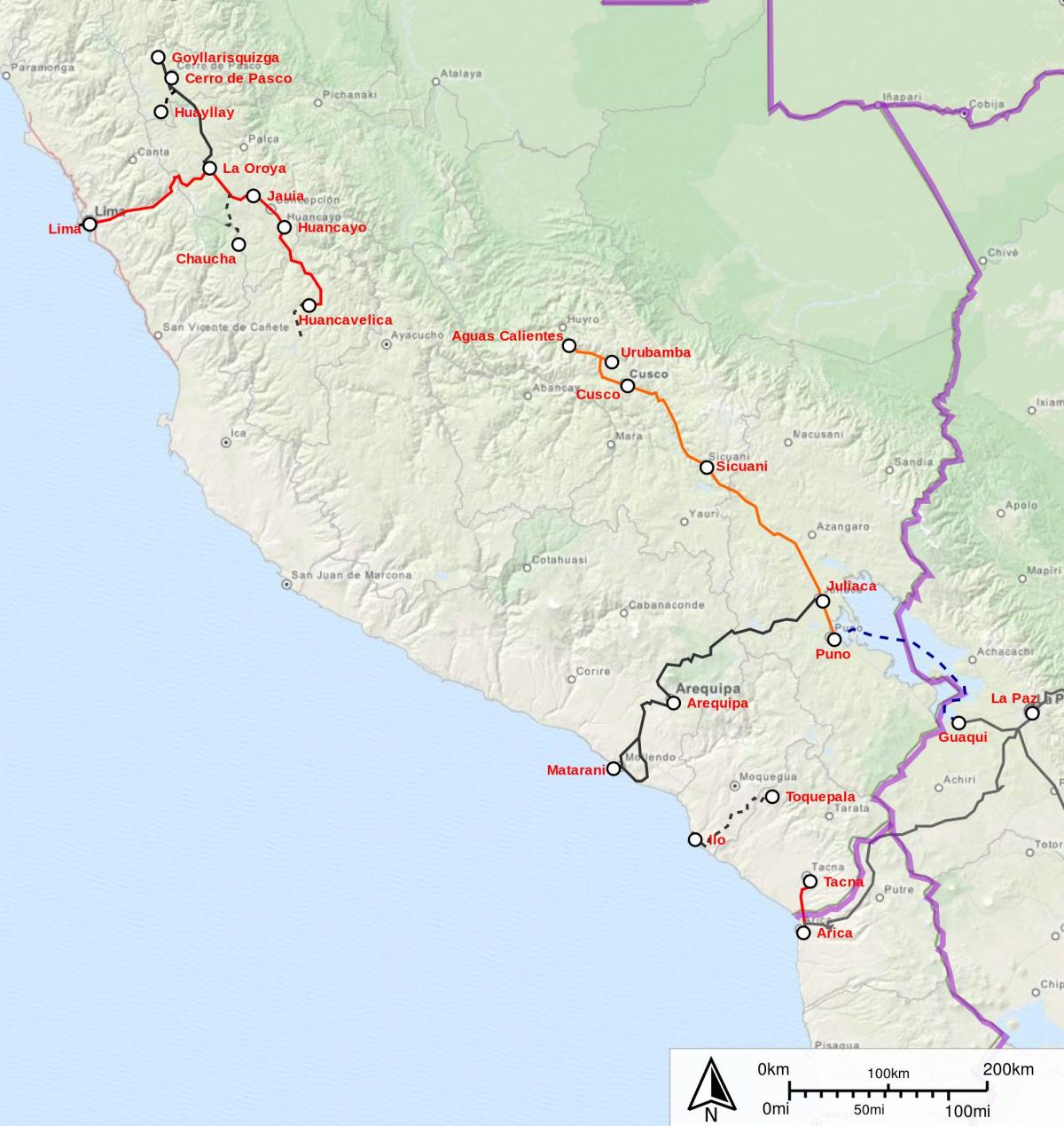 Peru tren hartă