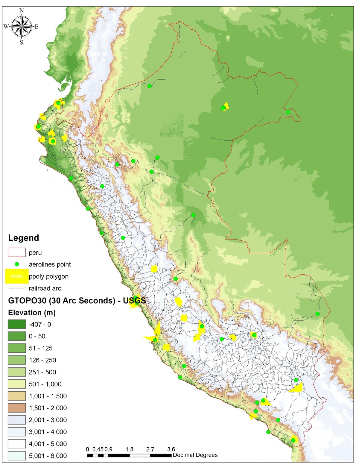 harta Peru altitudine