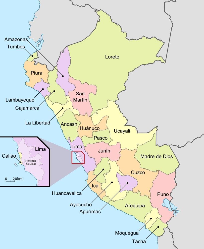 harta Peru departamente
