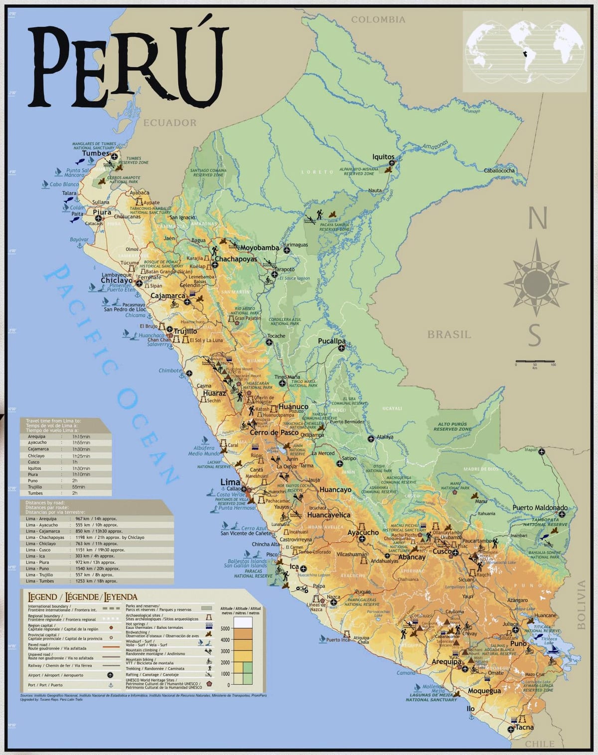hartă de călătorie în Peru