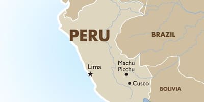 Harta Peru și în țările din jur